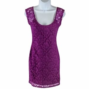 Nollie purple lace overlay dress